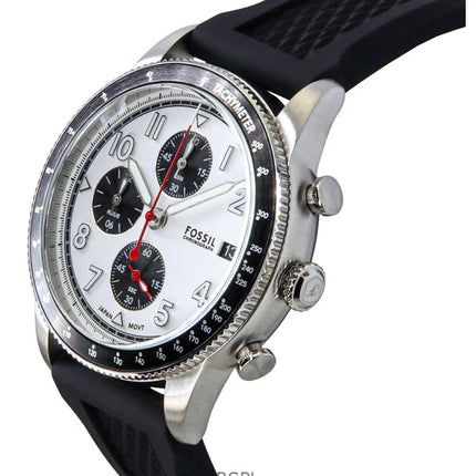 Fossil Sport Tourer kronograf læderrem hvid urskive kvarts FS6087 herreur