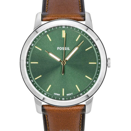 Fossil Minimalistisk Læderrem Grøn Skive Quartz FS6094 Herreur