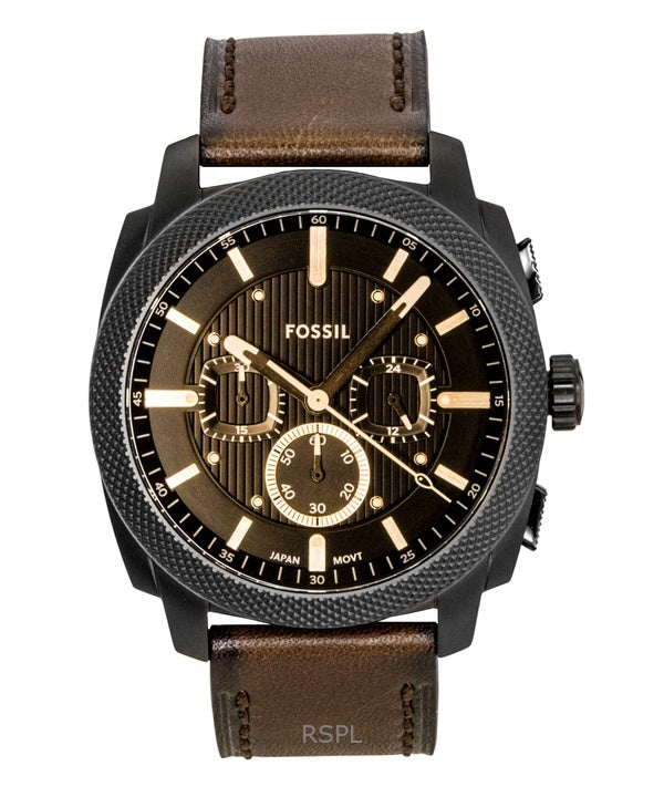 Fossil Machine Chronograph Læderrem Brun Skive Quartz FS6101 Herreur