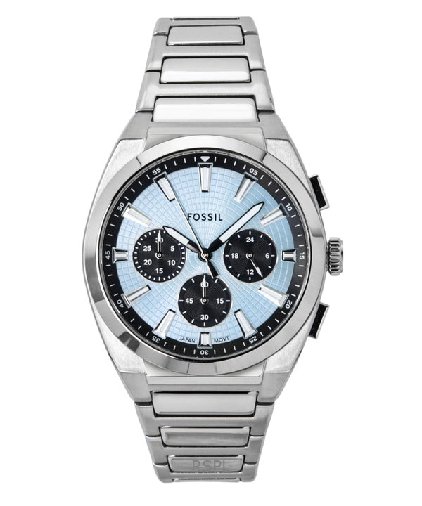 Fossil Everett kronograf rustfrit stål blå urskive kvarts FS6105 herreur