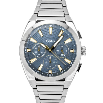 Fossil Everett kronograf rustfrit stål blå urskive kvarts FS6154 herreur