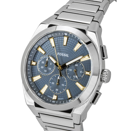 Fossil Everett kronograf rustfrit stål blå urskive kvarts FS6154 herreur