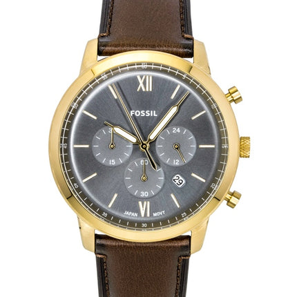 Fossil Neutra Kronograf Brun Læderrem Blå Skive Quartz FS6162 Herreur