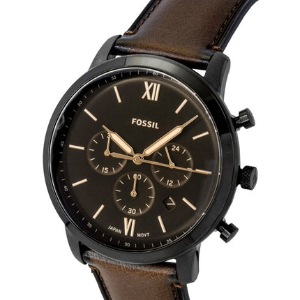 Fossil Neutra Kronograf Brun Læderrem Brun Skive Quartz FS6163 Herreur