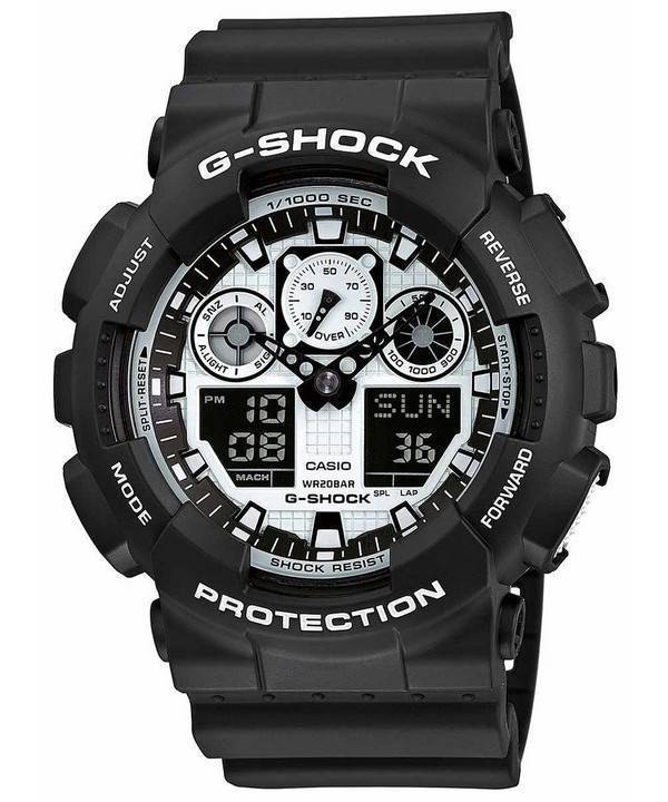 Casio G-Shock hvid og sort serien Analog Digital GA-100BW-1A Herreur