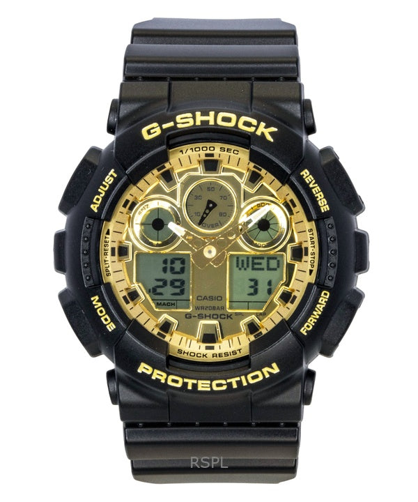 Casio G-Shock harpiksrem analog digital guld urskive kvarts GA-100GGB-1A9 200M herreur