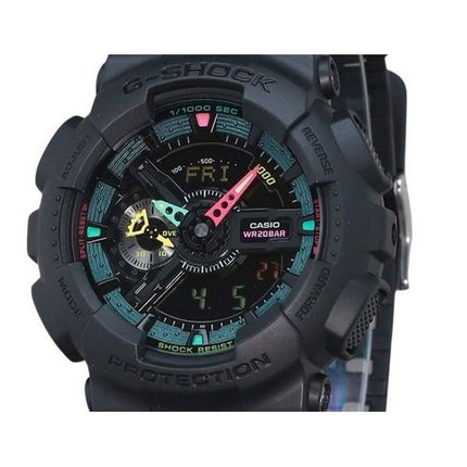Casio G-Shock Analog Digital Multi Fluorescent Accents Series Resin Rem Black Dial Quartz GA-110MF-1A 200M herreur