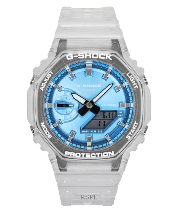 Casio G-Shock analog digital harpiksrem blå urskive kvarts GA-2100BM-7A2 200M unisexur