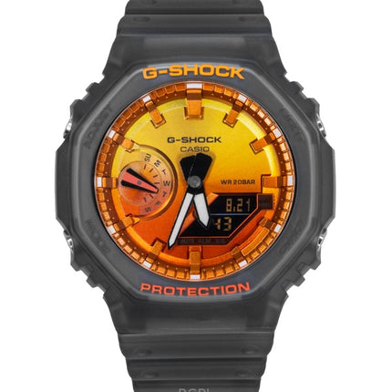 Casio G-Shock analog digital harpiksrem orange urskive kvarts GA-2100FLS-8A4 200M herreur
