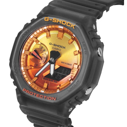Casio G-Shock analog digital harpiksrem orange urskive kvarts GA-2100FLS-8A4 200M herreur