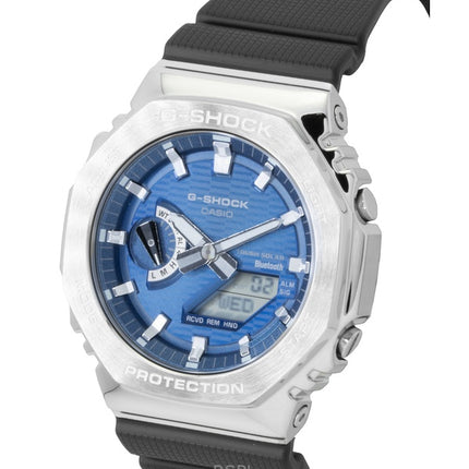 Casio G-Shock G-Steel biobaseret harpiksrem smartphone link analog digital blå urskive solcelle GBM-2100A-2B 200M herreur
