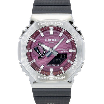 Casio G-Shock G-Steel biobaseret harpiksrem smartphone link analog digital lyserød urskive solcelle GBM-2100A-4B 200M herreur