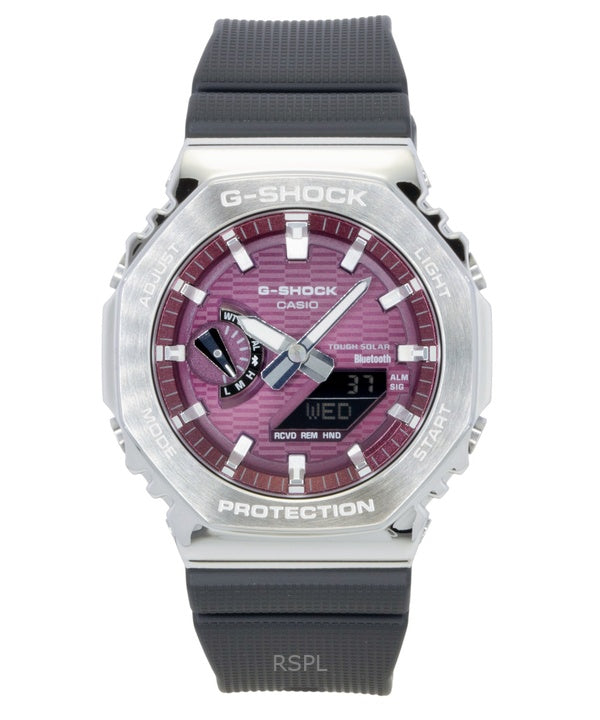 Casio G-Shock G-Steel biobaseret harpiksrem smartphone link analog digital lyserød urskive solcelle GBM-2100A-4B 200M herreur