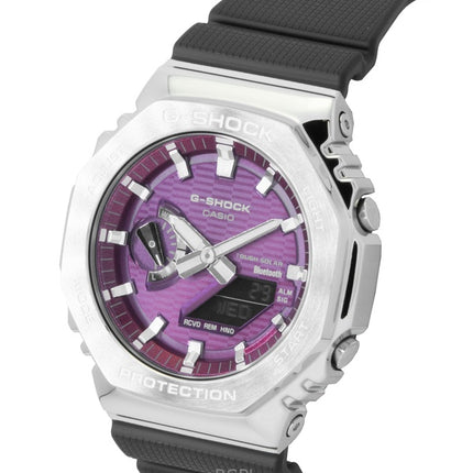 Casio G-Shock G-Steel biobaseret harpiksrem smartphone link analog digital lyserød urskive solcelle GBM-2100A-4B 200M herreur