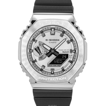 Casio G-Shock G-Steel biobaseret harpiksrem smartphone link analog digital grå urskive solcelle GBM-2100A-8B 200M herreur