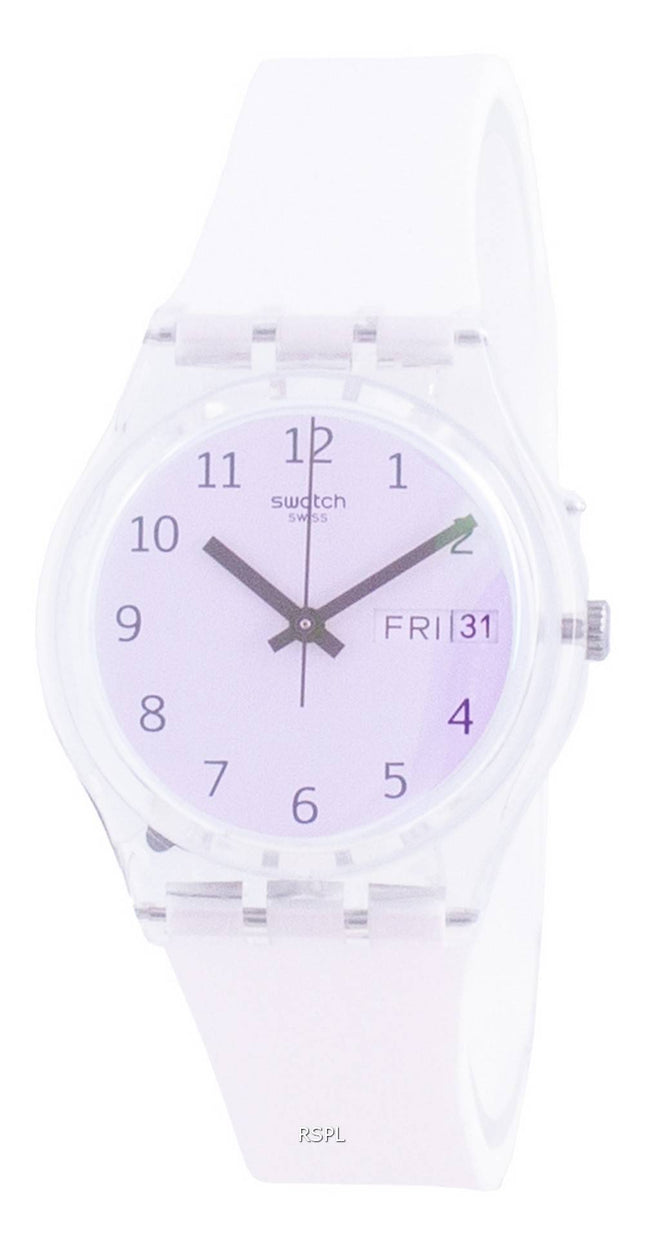 Swatch Ultrarose hvid urskive silikone rem kvarts GE714 Herreur