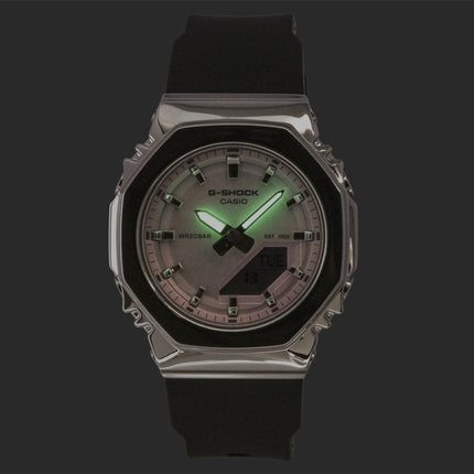 Casio G-Shock analog digital lyserød urskive harpiksrem kvarts GM-S2110SR-1A 200M dameur