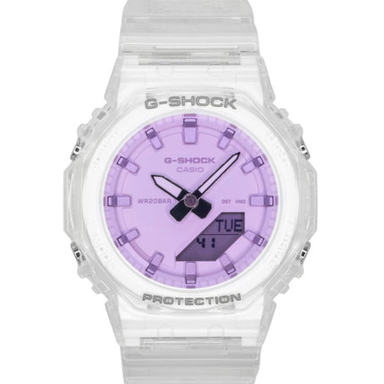 Casio G-Shock analog digital transparent harpiksrem lyserød urskive kvarts GMA-P2100SR-7A 200M dameur