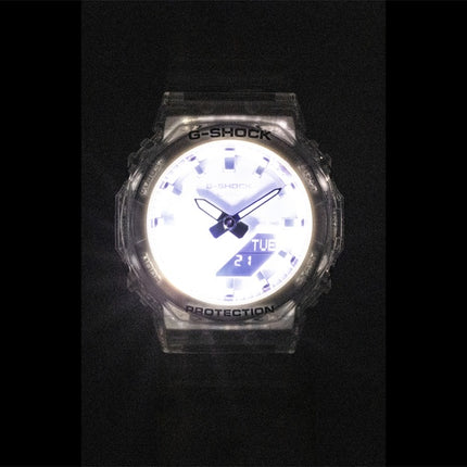 Casio G-Shock analog digital transparent harpiksrem lyserød urskive kvarts GMA-P2100SR-7A 200M dameur