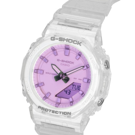 Casio G-Shock analog digital transparent harpiksrem lyserød urskive kvarts GMA-P2100SR-7A 200M dameur