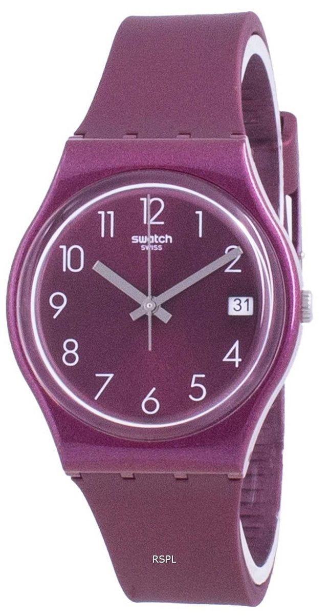 Swatch Redbaya rød urskive silikone rem kvarts GR405 herreur