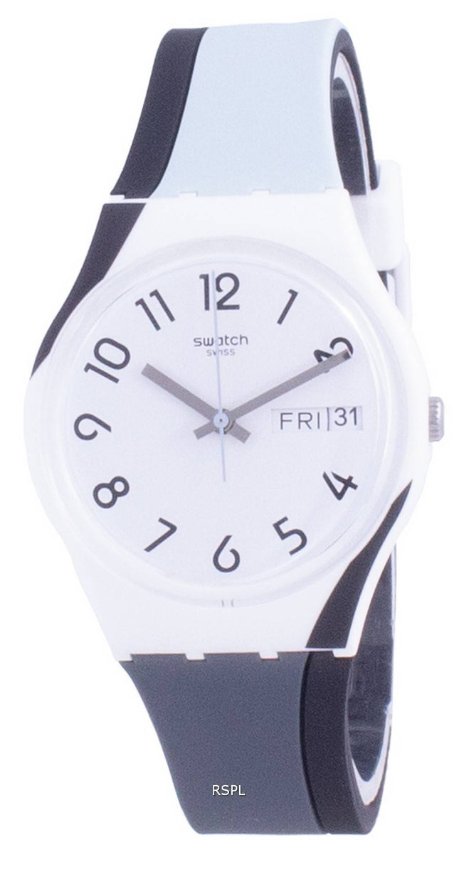 Swatch Greytwist hvid urskive silikone rem kvarts GW711 herreur