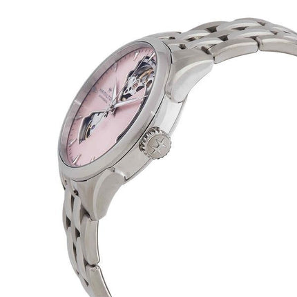 Hamilton Jazzmaster rustfrit stål Pink åben hjerteurskive automatisk H32215170 dameur
