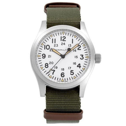 Hamilton Khaki Field Nylonrem Hvid Urskive Mekanisk H69529913 Herreur