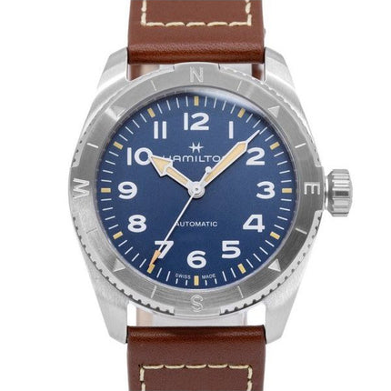 Hamilton Khaki Field Expedition læderrem Blue Dial Automatisk H70225540 100M herreur
