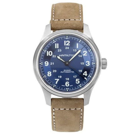 Hamilton Khaki Field Titanium Læderrem Blue Dial Automatisk H70545540 100M herreur