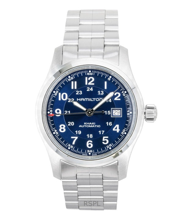 Hamilton Khaki rustfrit stål blå urskive automatisk H70605140 100M herreur