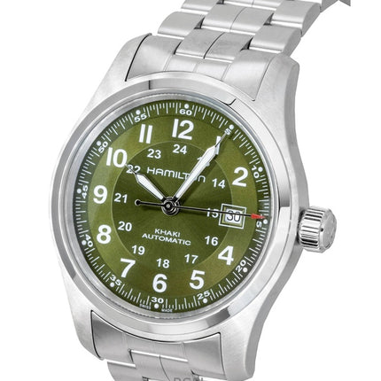 Hamilton Khaki Field Stainless Steel Green Dial Automatic H70605160 100M Men's Watch
