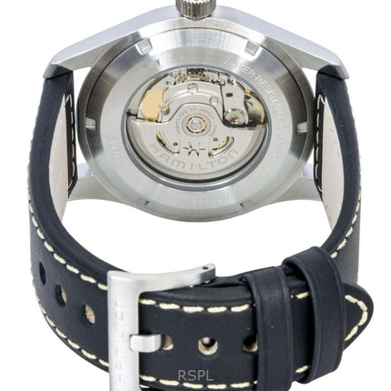 Hamilton Khaki Læderrem Sort Skive Automatisk H70605733 100M Herreur