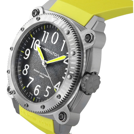Hamilton Khaki Navy Belowzero gummirem grå urskive automatisk dykkerur H78535380 1000M herreur