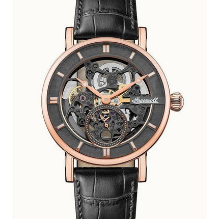 Ingersoll The Herald Læderrem Sort Skeleton Dial Automatisk I00403B herreur