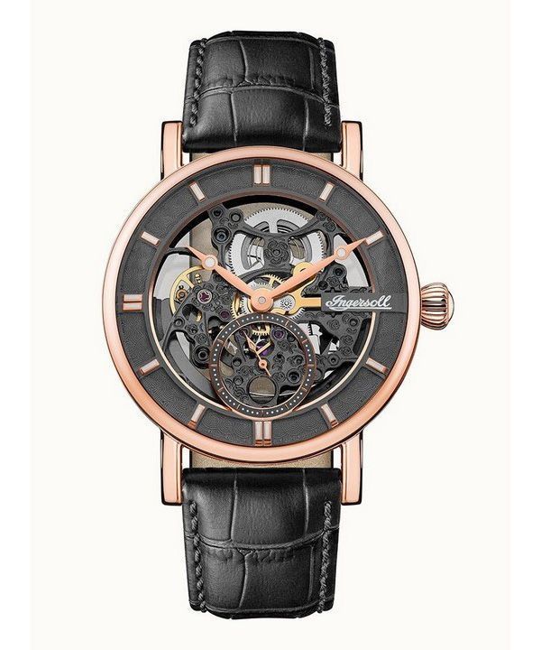 Ingersoll The Herald Læderrem Sort Skeleton Dial Automatisk I00403B herreur