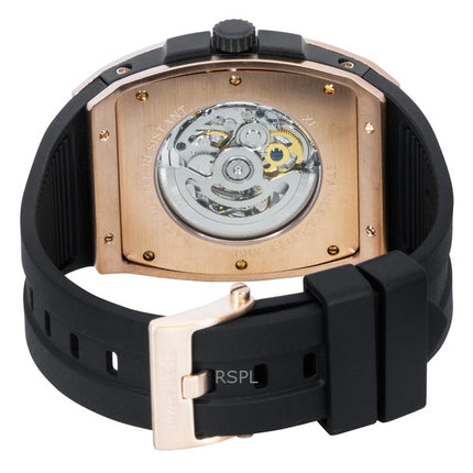 Ingersoll The Challenger PU gummirem sølv skelet urskive automatisk I12302 herreur