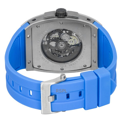 Ingersoll The Challenger polyurethanrem blå skelet urskive automatisk I12308 herreur