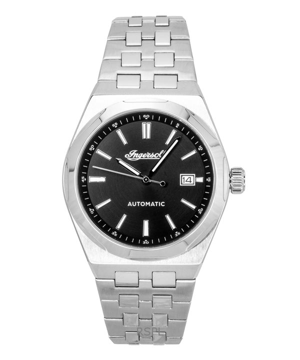 Ingersoll The Rider rustfrit stål sort urskive automatisk I16801 herreur
