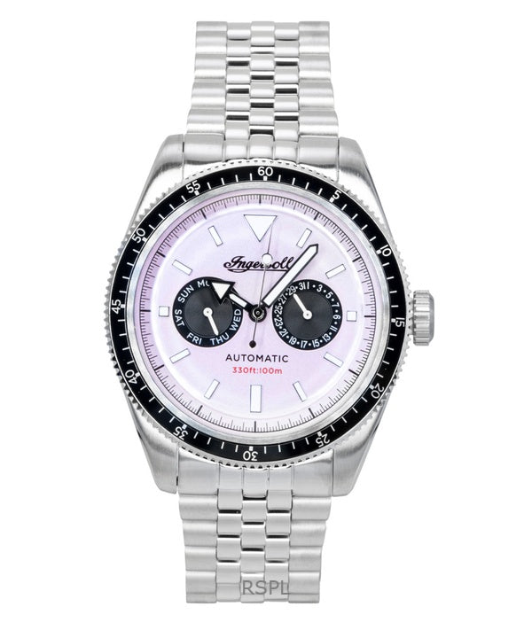 Ingersoll Outlaw rustfrit stål lyserød urskive automatisk I17201 herreur