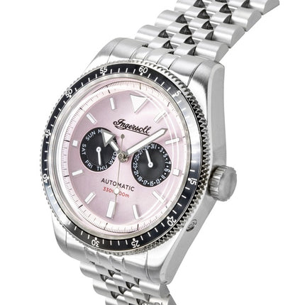 Ingersoll Outlaw rustfrit stål lyserød urskive automatisk I17201 herreur