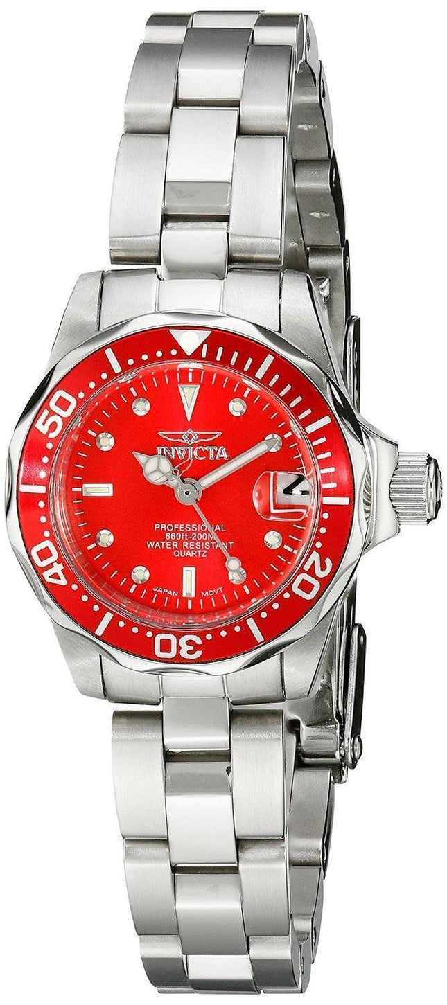 Invicta Pro Diver 200 M kvarts røde Dial INV12522/12522 kvinders ur