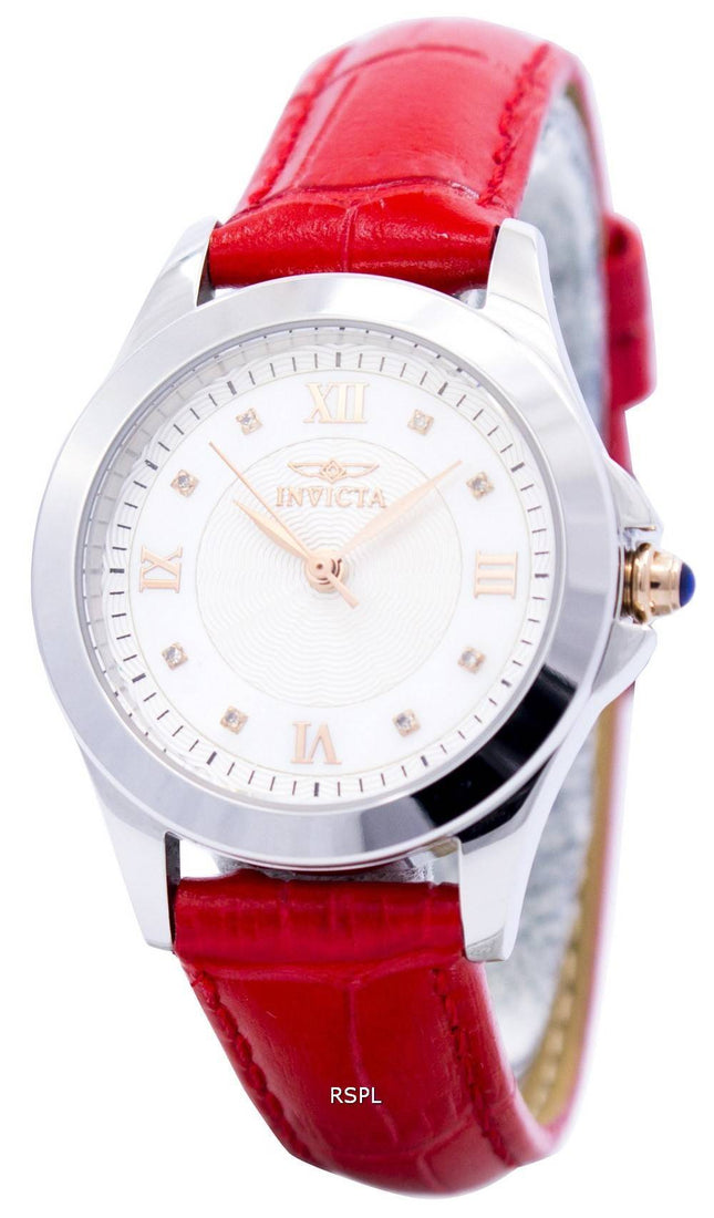 Invicta Angel diamant-accent kvarts læder rem 12544 kvinders ur