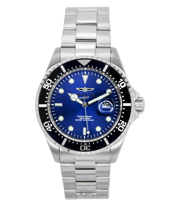 Invicta Pro Diver rustfrit stål blå urskive kvarts dykkerur 22054 200M herreur