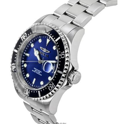 Invicta Pro Diver rustfrit stål blå urskive kvarts dykkerur 22054 200M herreur