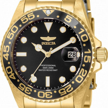 Invicta Pro Diver Black Dial Guldton Rustfrit stÃ¥l Quartz 33263 200M Dameur