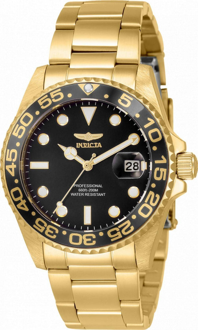 Invicta Pro Diver Black Dial Guldton Rustfrit stÃ¥l Quartz 33263 200M Dameur