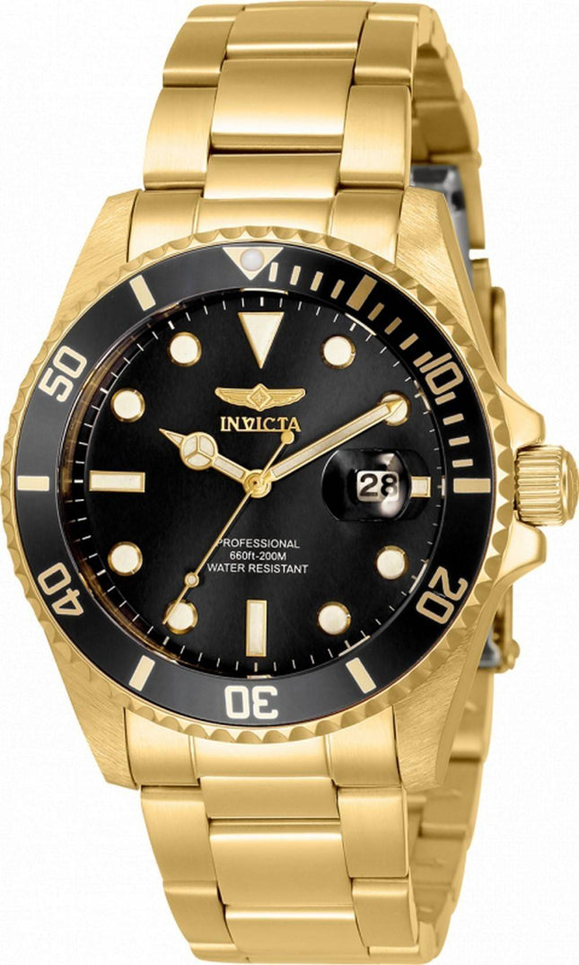 Invicta Pro Diver Sort urskive Guldton Rustfrit stÃ¥l Quartz 33277 200M Dameur