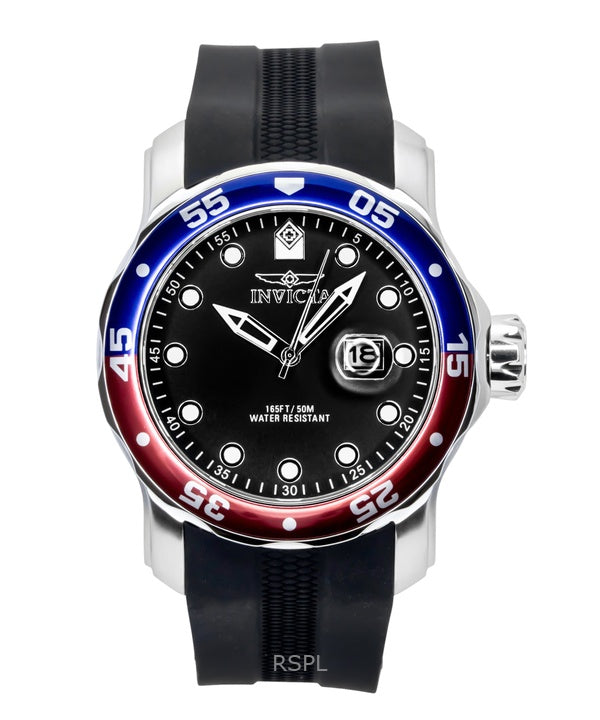 Invicta Pro Diver silikonerem sort urskive Pepsi-kant kvarts 45735 200M herreur