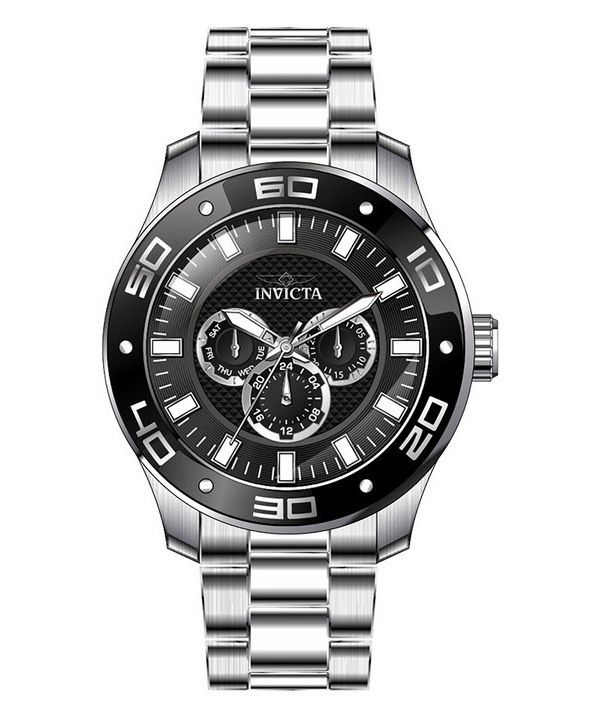 Invicta Pro Diver Scuba GMT rustfrit stål Black Dial Quartz 45756 100M herreur